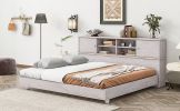 Full Size Daybed Frame with Storage Bookcases,White Oak