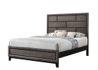 Cotemporary Gray Finish Full Size Panel Low-profile Bed Geometric Design Wooden Bedroom Furniture
