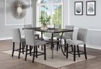 Dining Room Furniture Natural Wooden Rectangular Dining Table 1pc Counter Height Dining Table Only Nailheads and Storage Shelve
