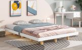 Queen Size Floating Bed with LED Lights Underneath,Modern Queen Size Low Profile Platform Bed with LED Lights,White