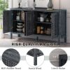 TXREM Retro Mirrored Sideboard with Closed Grain Pattern for Dining Room, Living Room and Kitchen(Black)