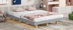 Queen Size Floating Bed with LED Lights Underneath,Modern Queen Size Low Profile Platform Bed with LED Lights,Grey