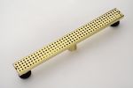 24 Inches Linear Shower Drain with Removable Quadrato Pattern Grate, 304 Stainless Shower Drain Included Hair Strainer and Leveling Feet