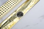 24 Inches Linear Shower Drain with Removable Quadrato Pattern Grate, 304 Stainless Shower Drain Included Hair Strainer and Leveling Feet
