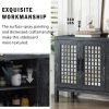 TXREM Retro Mirrored Sideboard with Closed Grain Pattern for Dining Room, Living Room and Kitchen(Black)