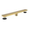 24 Inches Linear Shower Drain with Removable Quadrato Pattern Grate, 304 Stainless Shower Drain Included Hair Strainer and Leveling Feet