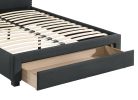 Charcoal Burlap Fabric 1pc Queen Size Bed w Drawer Button Tufted Headboard Storage Bedframe Bedroom Furniture
