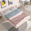 Queen Size Floating Bed with LED Lights Underneath,Modern Queen Size Low Profile Platform Bed with LED Lights,White