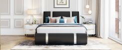 Full Size Upholstered Faux Leather Platform bed with a Hydraulic Storage System, Black