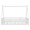 Twin Tent-shaped Floor Bed, with Guardrails, Slats, Door ,White