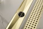 24 Inches Linear Shower Drain with Removable Quadrato Pattern Grate, 304 Stainless Shower Drain Included Hair Strainer and Leveling Feet