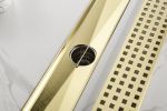24 Inches Linear Shower Drain with Removable Quadrato Pattern Grate, 304 Stainless Shower Drain Included Hair Strainer and Leveling Feet