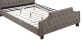 Modern Style Brown Polyfiber American Traditional 1pcs Full Size Bed Only Button Tufted Headboard Footboard Bedroom Furniture