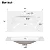 30" Single Bathroom Basin Sink, Vanity Top Only, 3-Faucet Holes, Resin