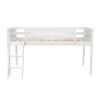 Twin Size Wood Low Loft Bed with Ladder, ladder can be placed on the left or right, White
