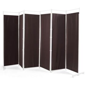 6 Feet 6-Panel Room Divider with Steel Support Base (Color: BROWN)